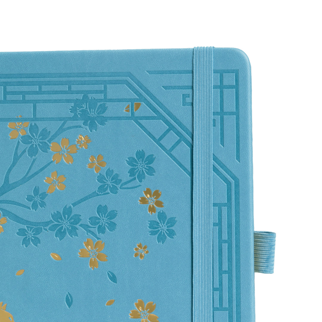 8x8 Square Sakura & Cat Dot Grid Notebook - Sky Blue