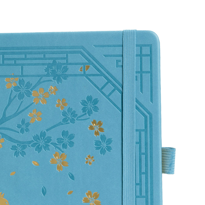 8x8 Square Sakura & Cat Dot Grid Notebook - Sky Blue