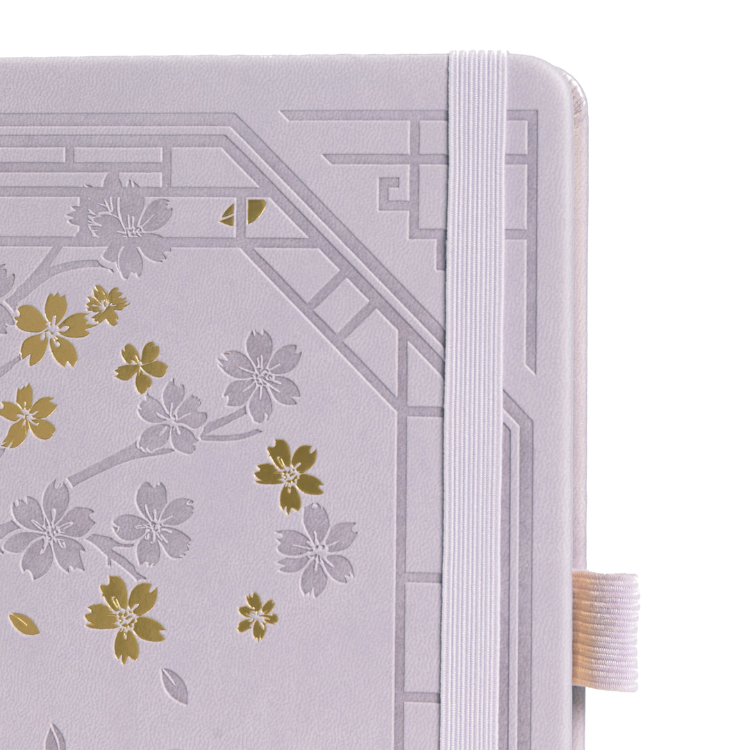 8x8 Square Sakura & Cat Dot Grid Notebook - Taro Purple
