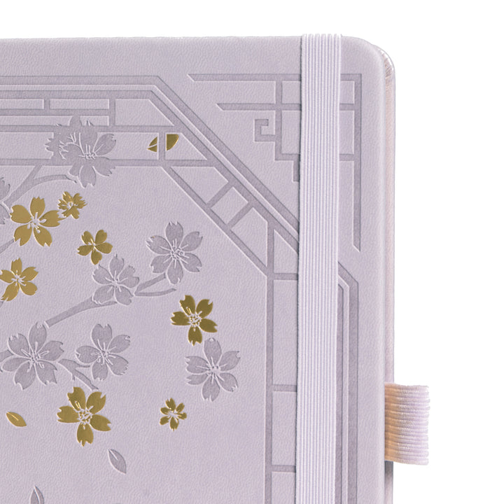 8x8 Square Sakura & Cat Dot Grid Notebook - Taro Purple