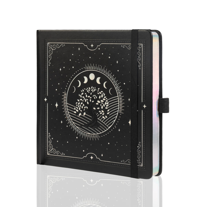 8x8 Square Tree of Life Dot Grid Notebook - Black