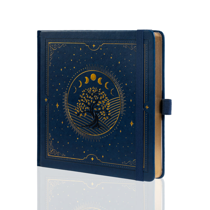8x8 Square Tree of Life Dot Grid Notebook - Deep Blue