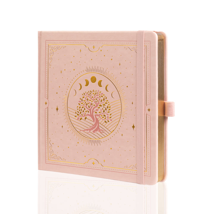 8x8 Square Tree of Life Dot Grid Notebook - Pink