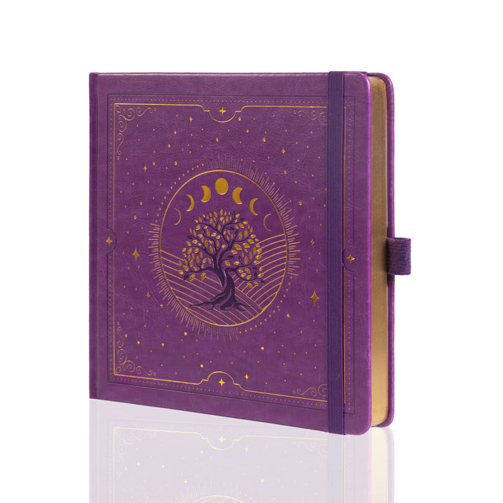 8x8 Square Tree of Life Dot Grid Notebook - Purple