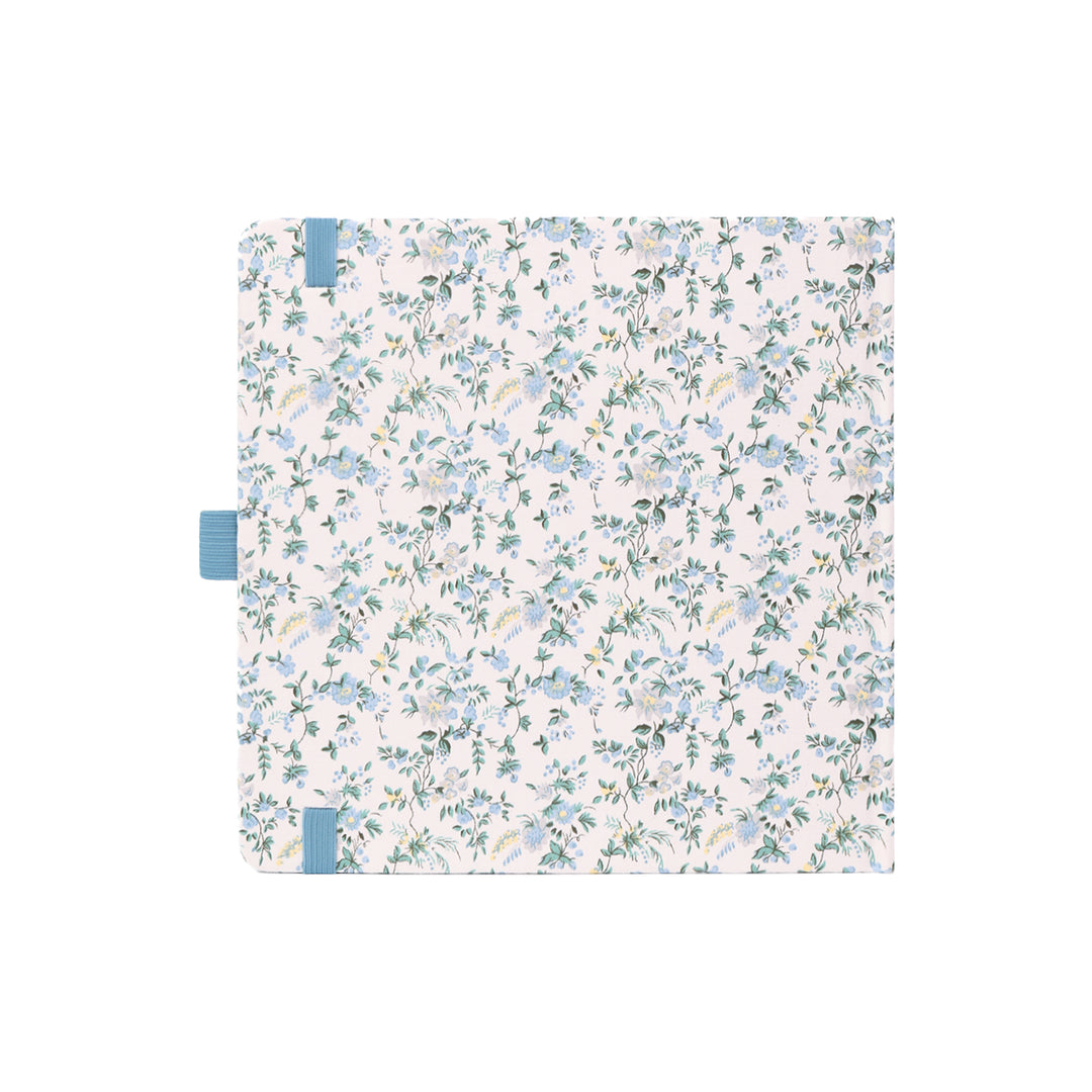 8x8 Square Floral Dot Grid Notebook - Blue
