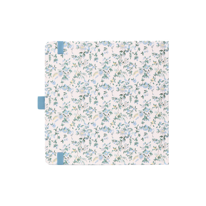 8x8 Square Floral Dot Grid Notebook - Blue