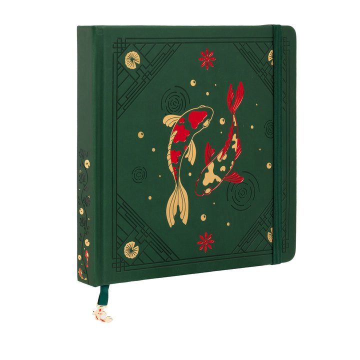8x8 Square Lotus &amp; Koi Notebook - Deep Green