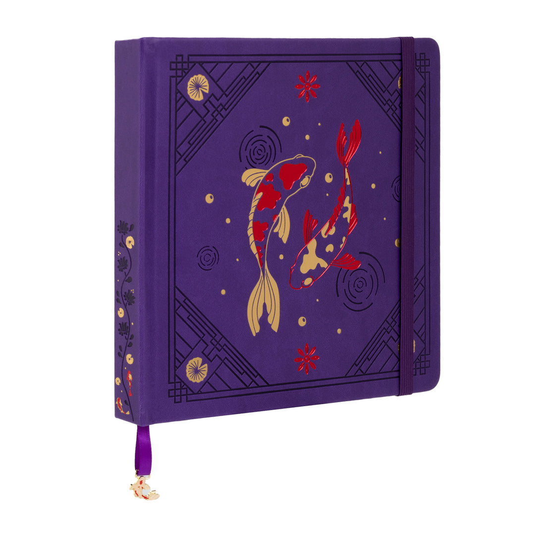 8x8 Square Lotus &amp; Koi Notebook - Deep Purple