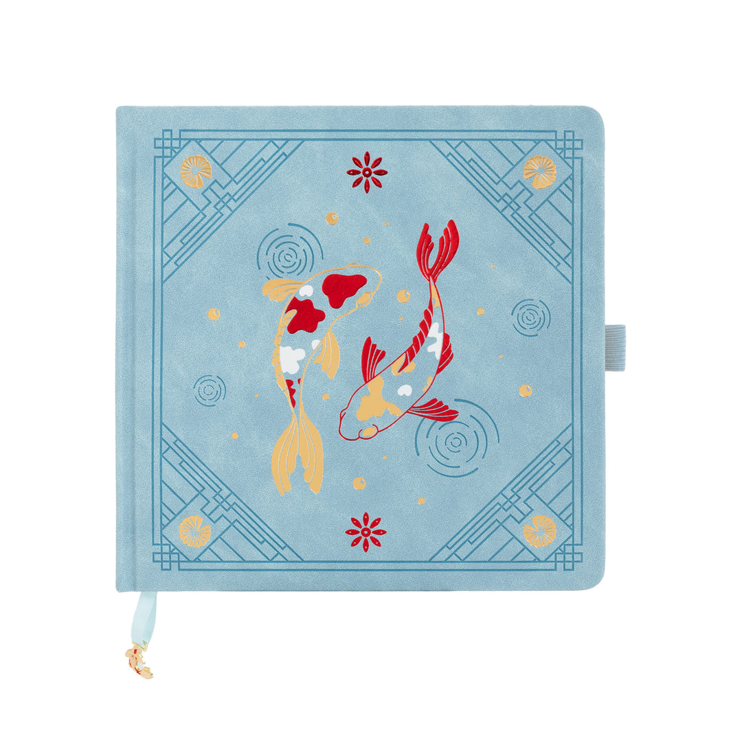 8x8 Square Lotus &amp; Koi Notebook - Light Blue