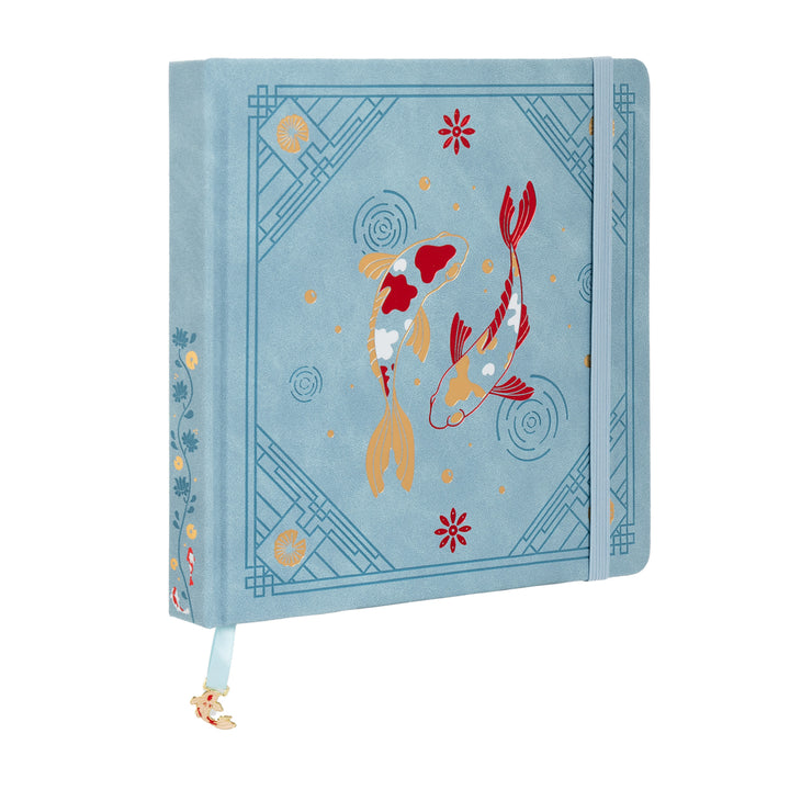 8x8 Square Lotus &amp; Koi Notebook - Light Blue