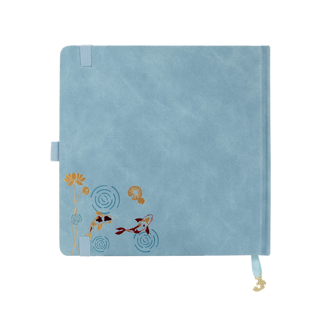 8x8 Square Lotus &amp; Koi Notebook - Light Blue