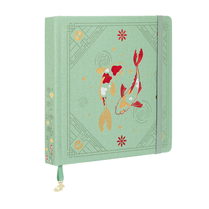 8x8 Square Lotus &amp; Koi Notebook - Light Green
