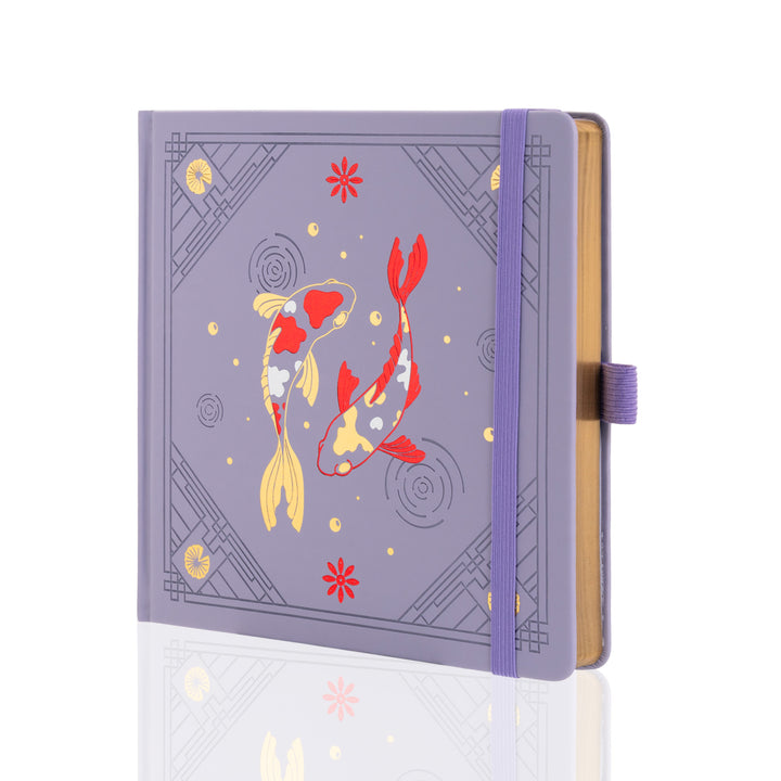 8x8 Square Lotus &amp; Koi Notebook - Light Purple