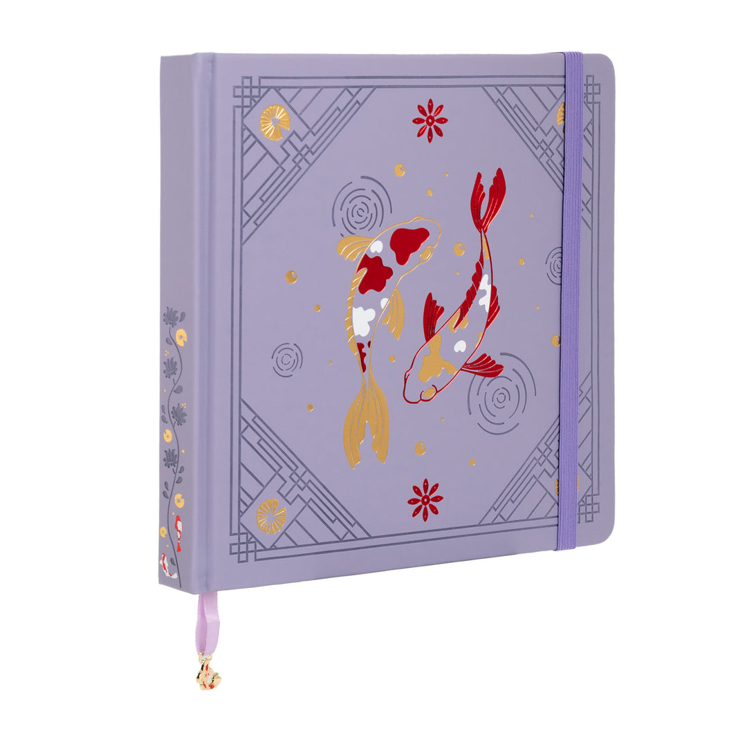 8x8 Square Lotus &amp; Koi Notebook - Light Purple