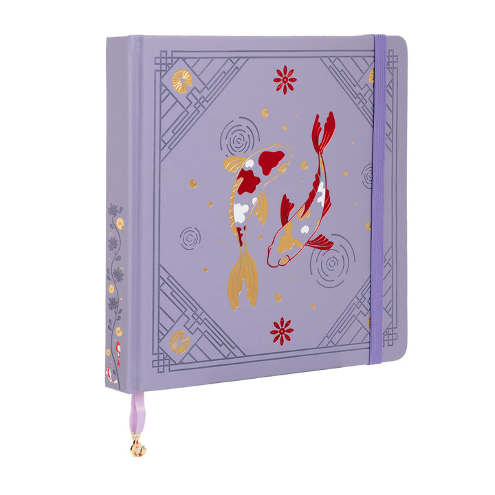 8x8 Square Lotus &amp; Koi Notebook - Light Purple