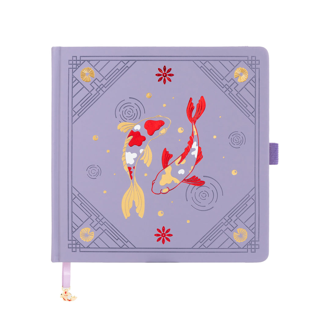 8x8 Square Lotus &amp; Koi Notebook - Light Purple