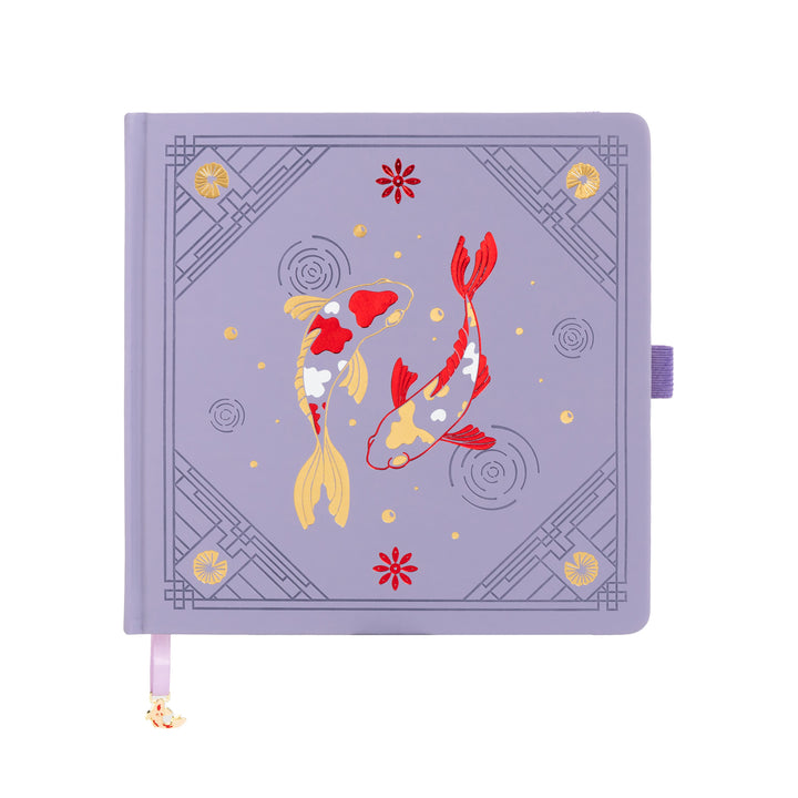 8x8 Square Lotus &amp; Koi Notebook - Light Purple