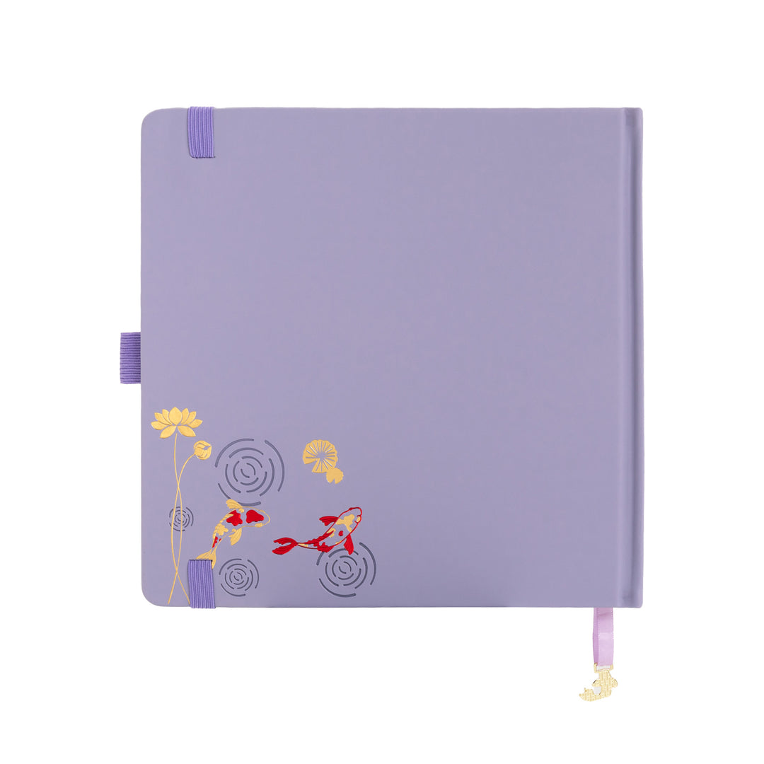 8x8 Square Lotus &amp; Koi Notebook - Light Purple