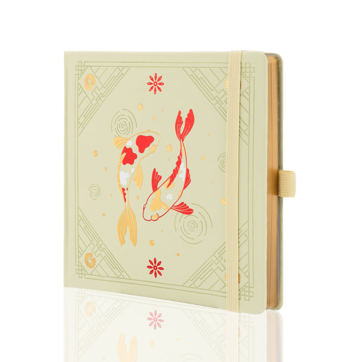 8x8 Square Lotus &amp; Koi Notebook - Light Yellow