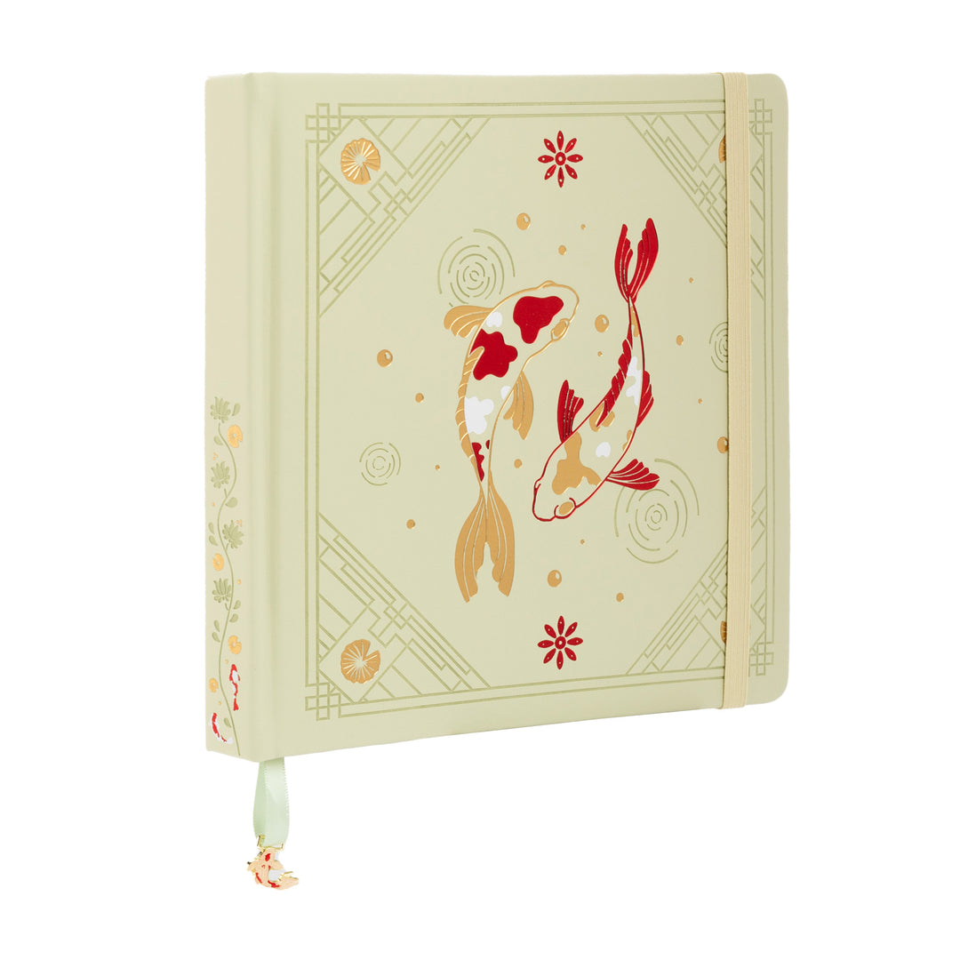 8x8 Square Lotus &amp; Koi Notebook - Light Yellow