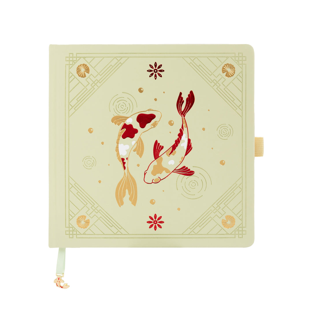 8x8 Square Lotus &amp; Koi Notebook - Light Yellow