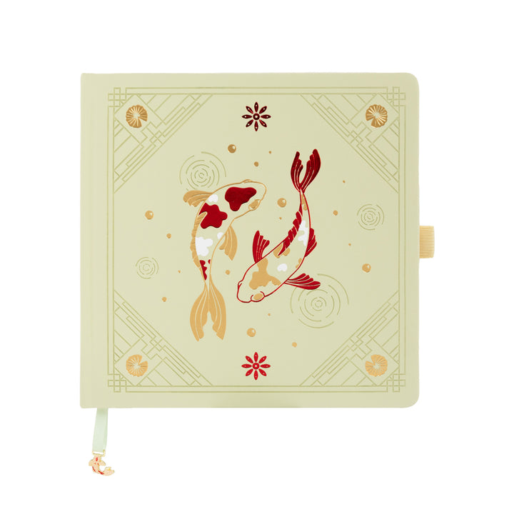 8x8 Square Lotus &amp; Koi Notebook - Light Yellow