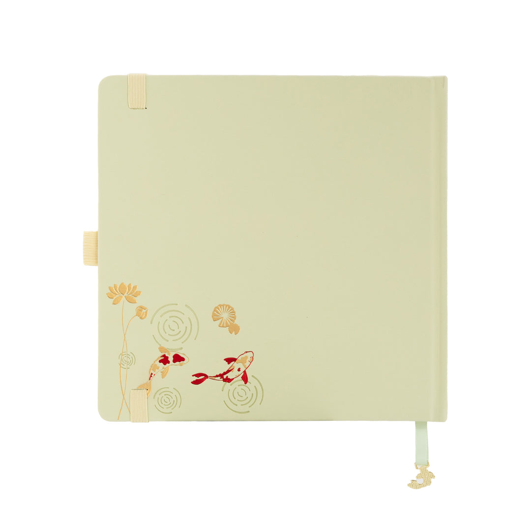 8x8 Square Lotus &amp; Koi Notebook - Light Yellow