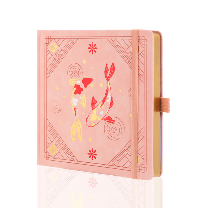 8x8 Square Lotus &amp; Koi Notebook - Pink