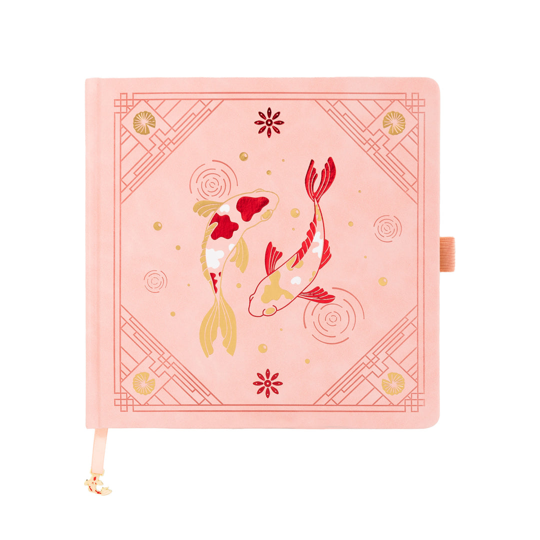 8x8 Square Lotus &amp; Koi Notebook - Pink