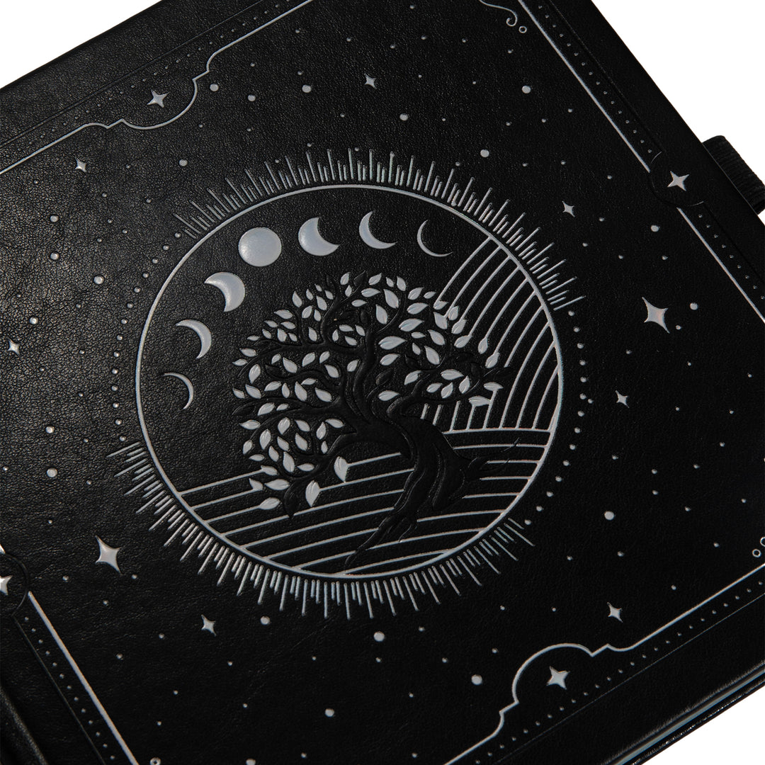 8x8 Square Tree of Life Dot Grid Notebook - Black