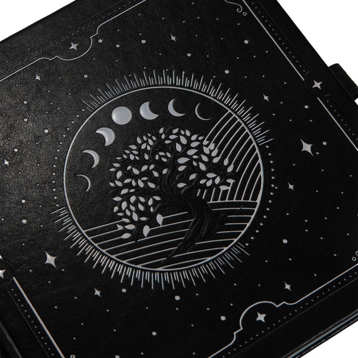 8x8 Square Tree of Life Dot Grid Notebook - Black