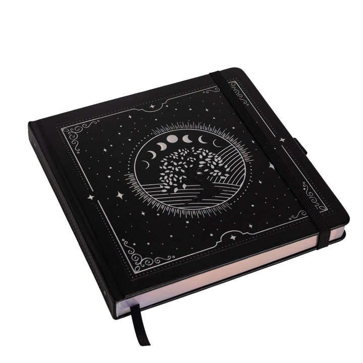 8x8 Square Tree of Life Dot Grid Notebook - Black