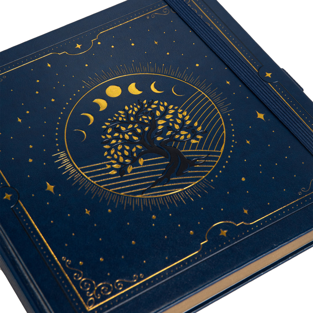 8x8 Square Tree of Life Dot Grid Notebook - Deep Blue