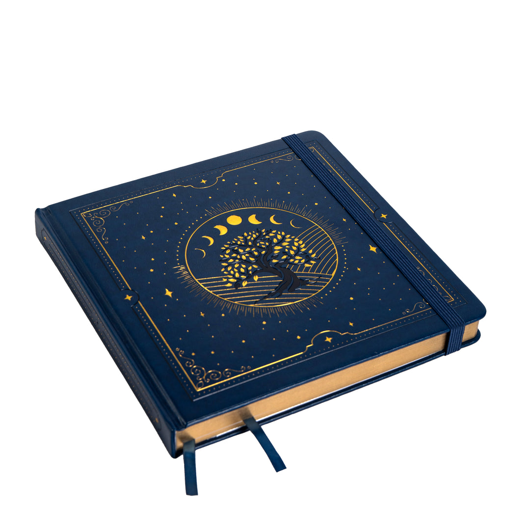 8x8 Square Tree of Life Dot Grid Notebook - Deep Blue