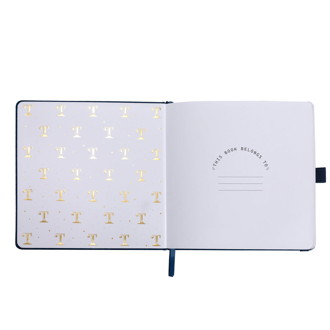 8x8 Square Tree of Life Dot Grid Notebook - Deep Blue