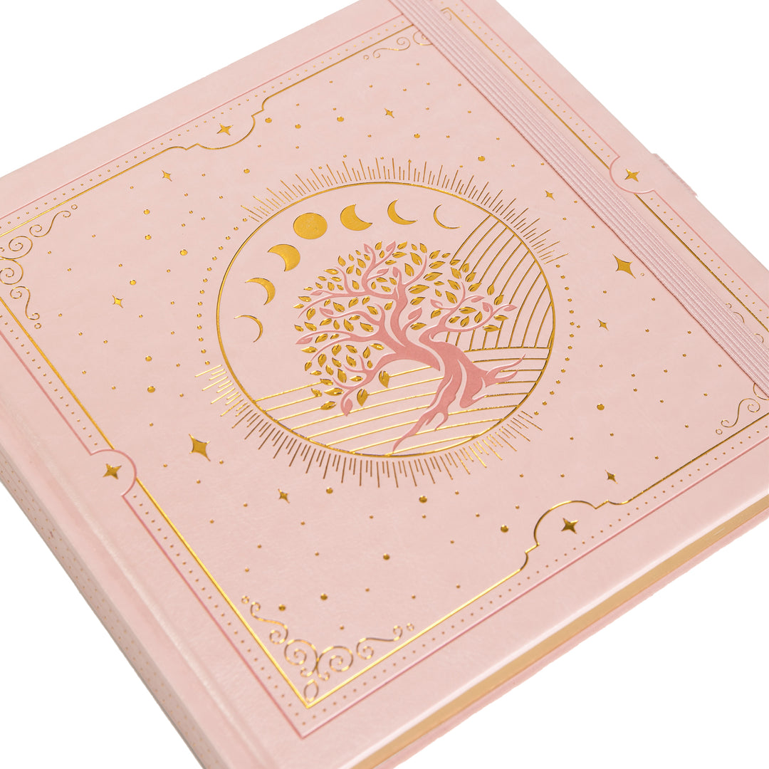 8x8 Square Tree of Life Dot Grid Notebook - Pink