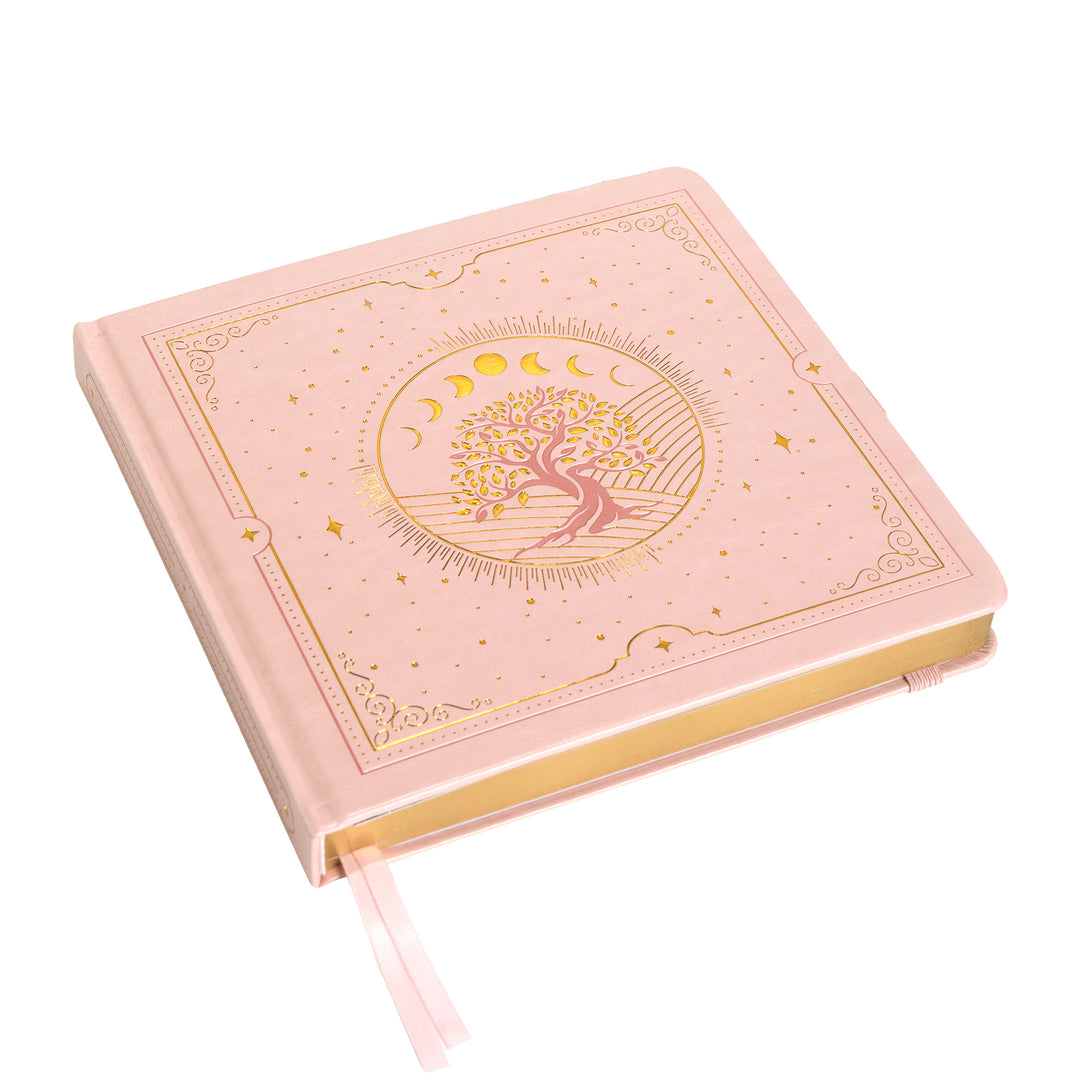 8x8 Square Tree of Life Dot Grid Notebook - Pink