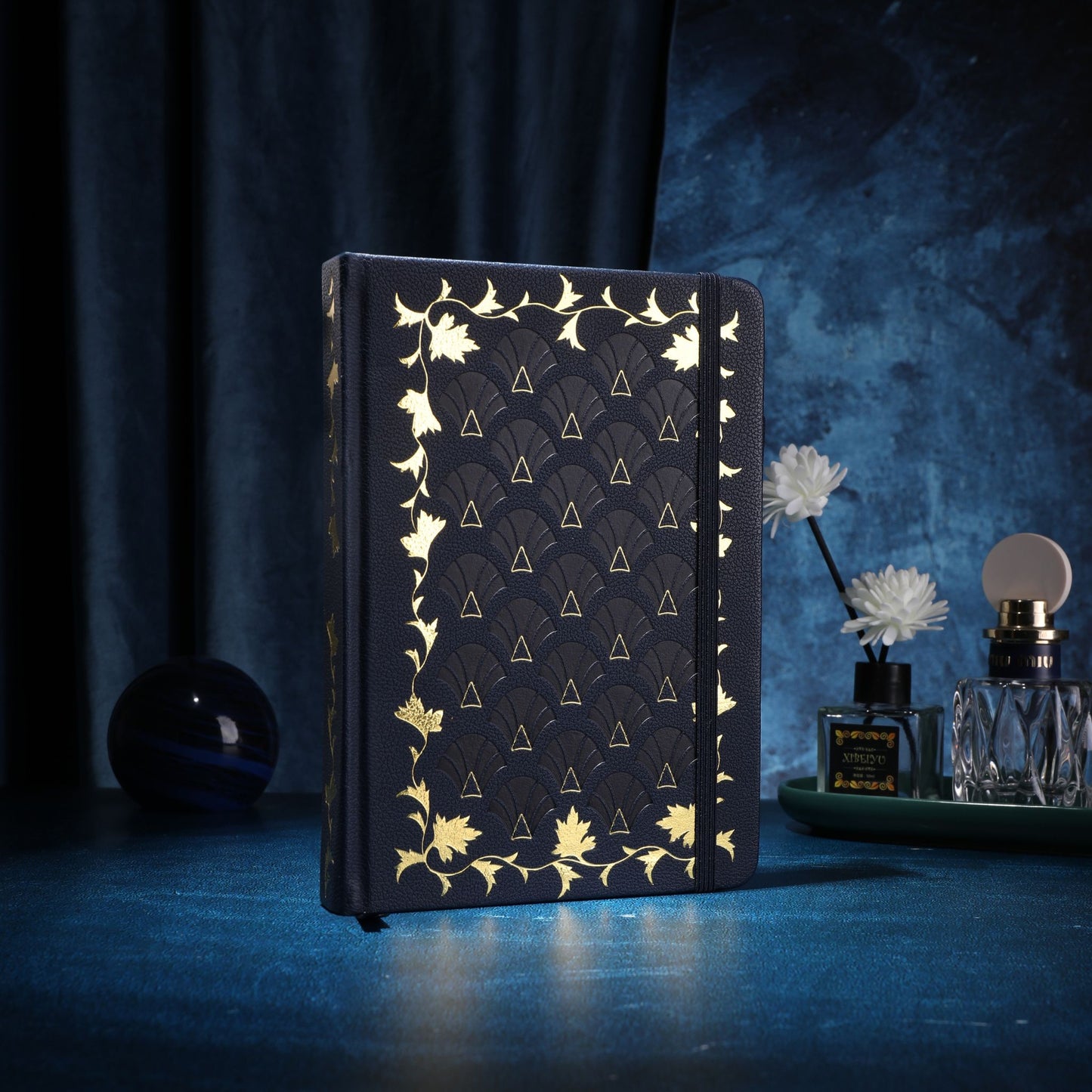 A5 Art Deco Dot Grid Notebook - Navy