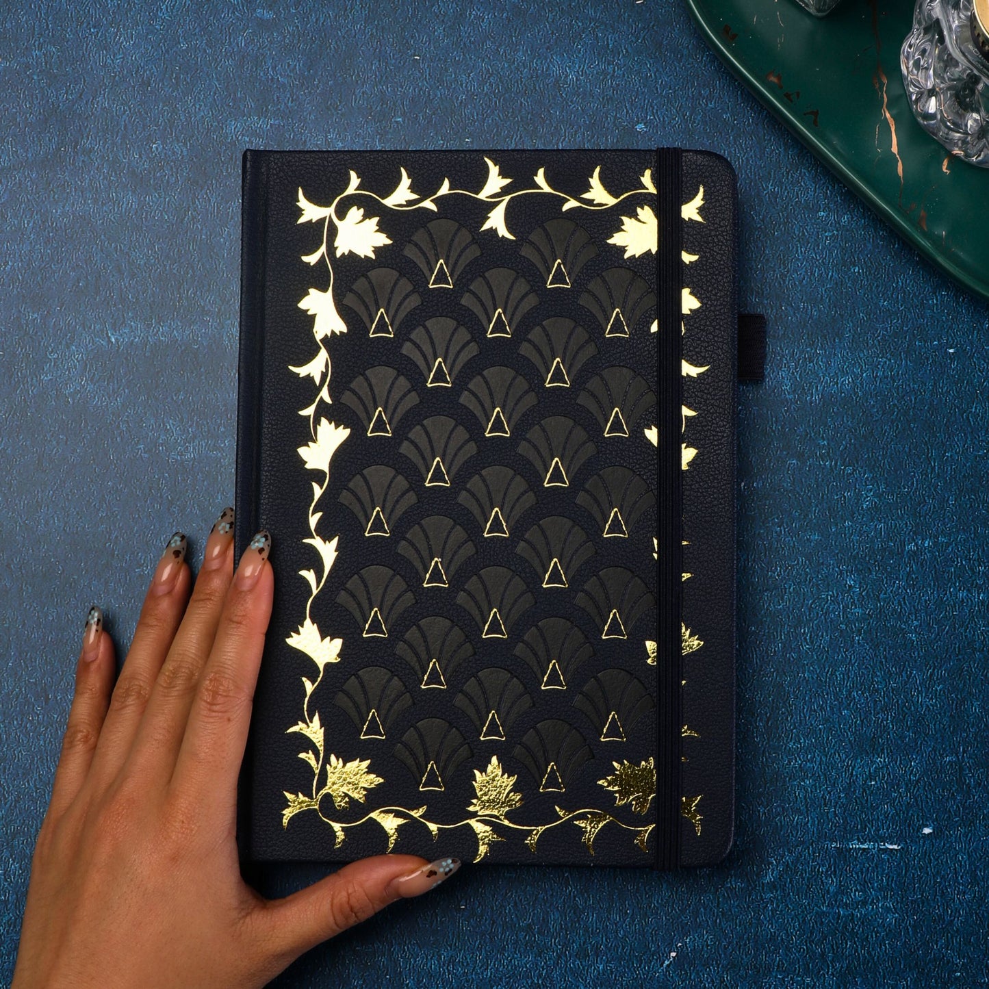 A5 Art Deco Dot Grid Notebook - Navy