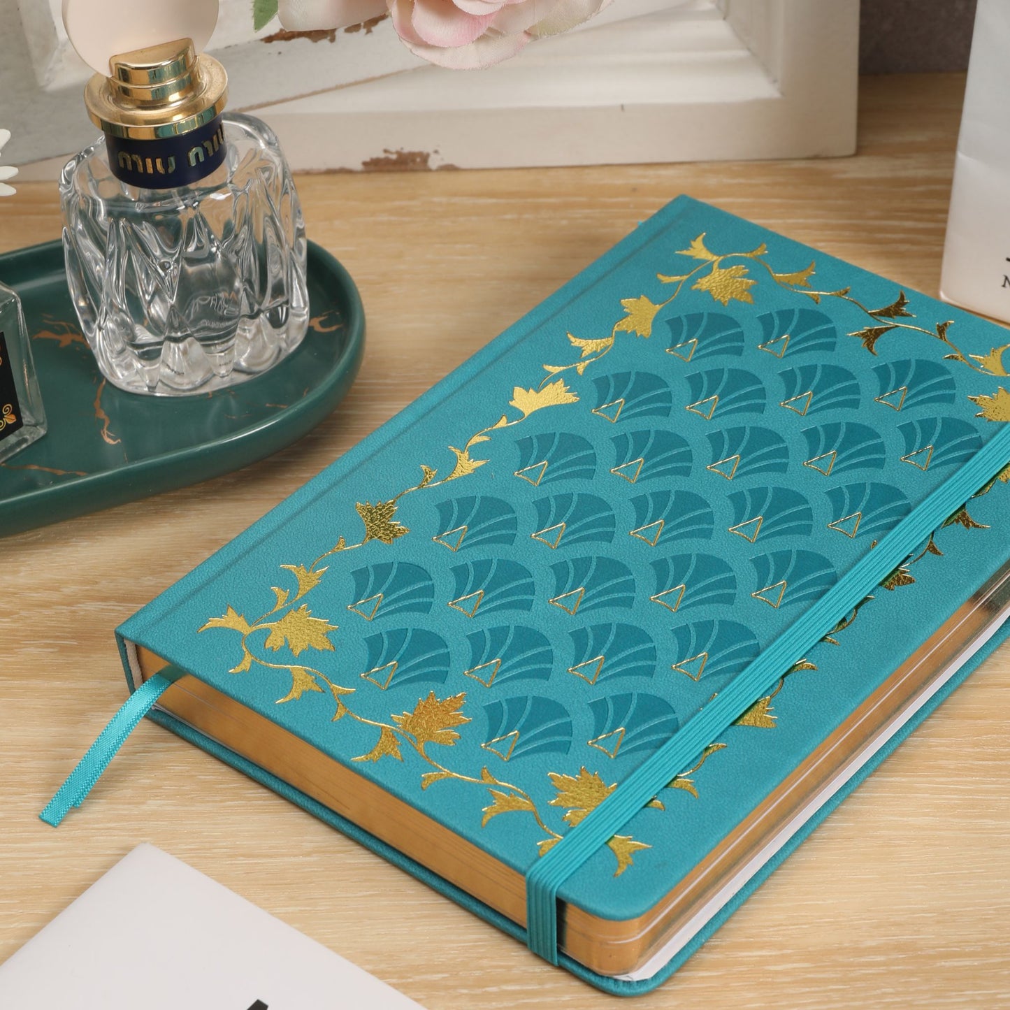 A5 Art Deco Dot Grid Notebook - Teal