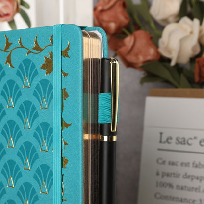 A5 Art Deco Dot Grid Notebook - Teal