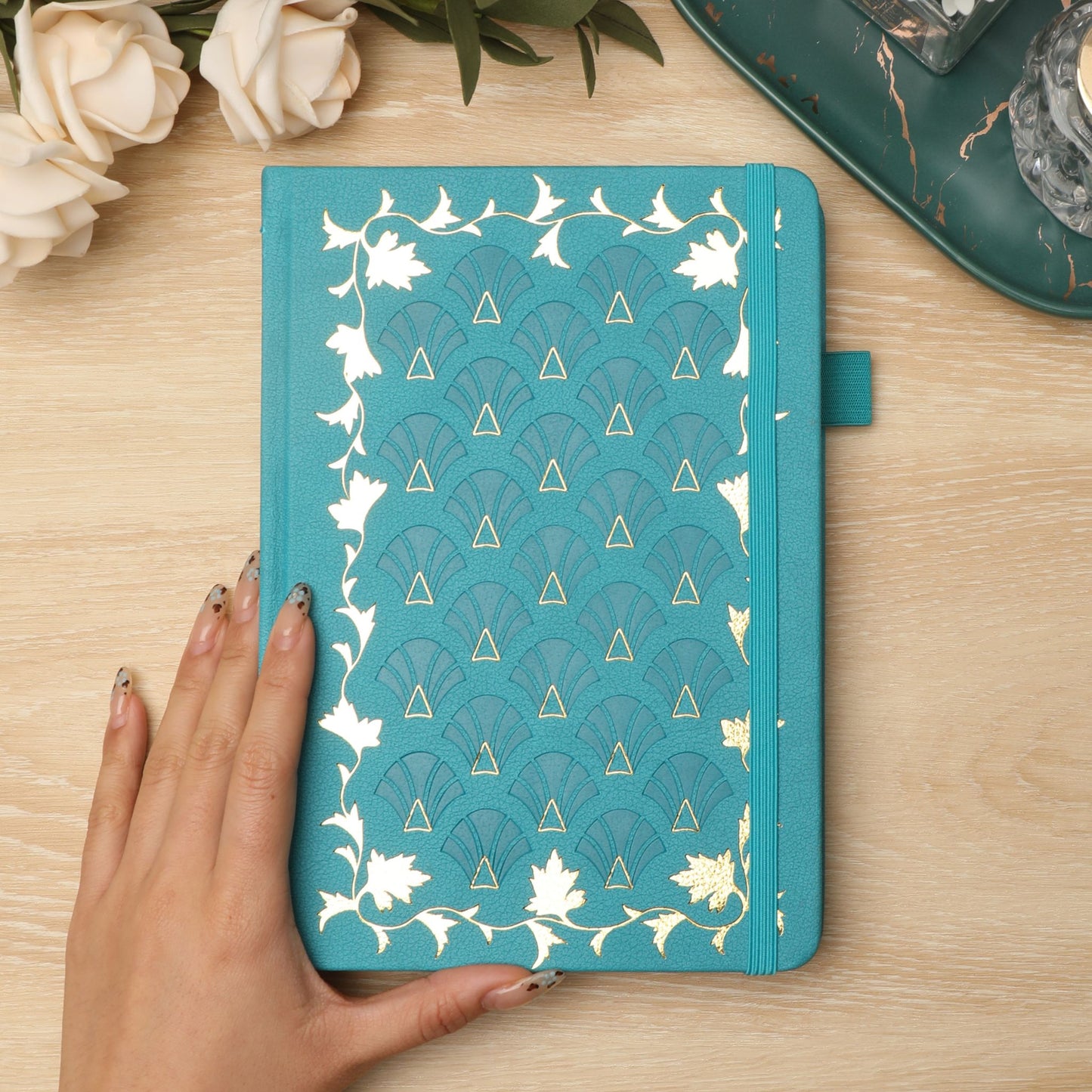 A5 Art Deco Dot Grid Notebook - Teal