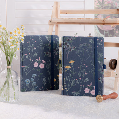 A5 Floral Compilation Lined Notebook - Blue