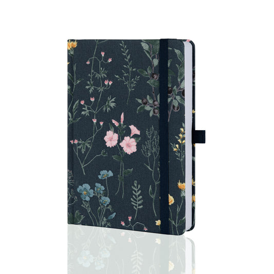 A5 Floral Compilation Lined Notebook - Blue
