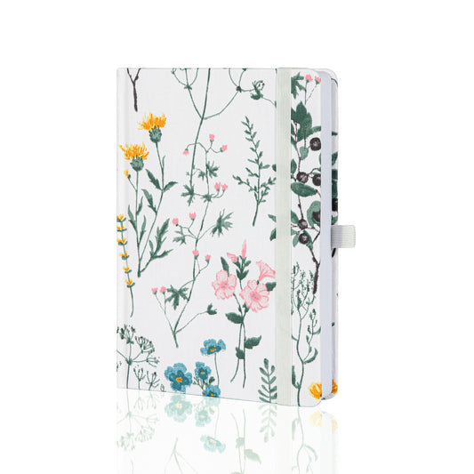 A5 Floral Compilation Lined Notebook - White