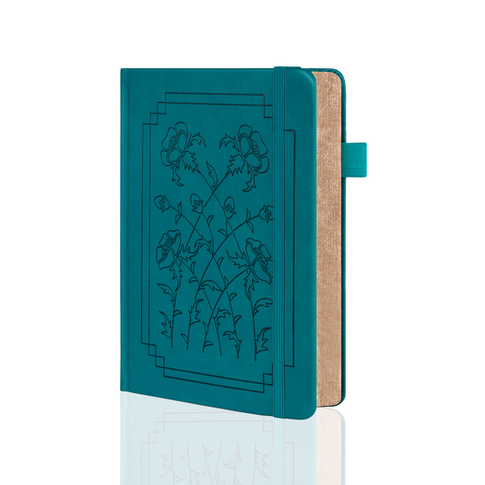 A5 Floral Dot Grid Notebook - Teal