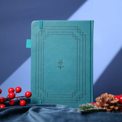 A5 Floral Dot Grid Notebook - Teal