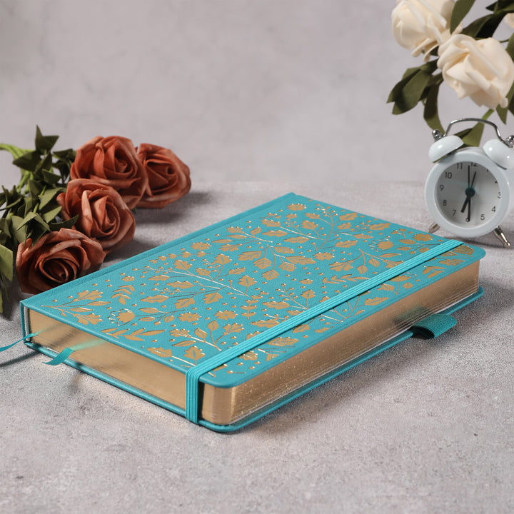 A5 Foliage Dot Grid Notebook - Teal