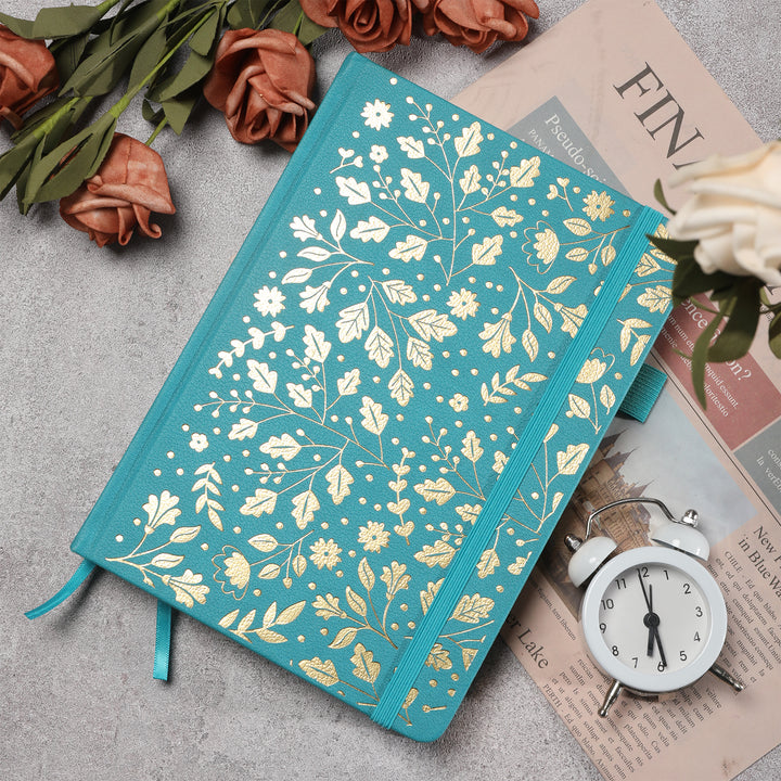 A5 Foliage Dot Grid Notebook - Teal