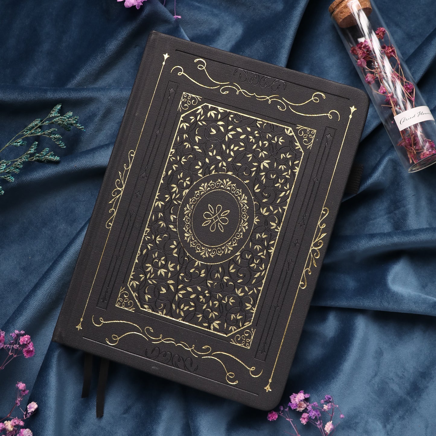 A5 Gold Vintage Dot Grid Notebook - Black